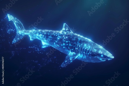 digital glowing shark of 3d triangular polygons © viktorbond