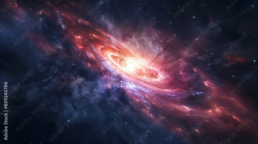 Fototapeta premium Quasar in deep space, asteroid day