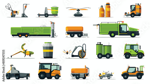 Pest control service equipment and vehicle icons se