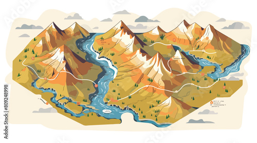 Paper map with destination and route for climbing i