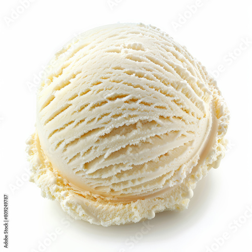 A scoop of mascarpone ice cream, isolated on a white background 