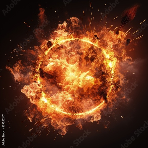 Intense Fireball Explosion in Dynamic Scene