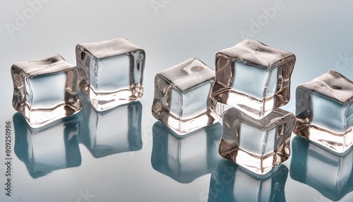 top view crystal clear ice cubes isolated copy space background ai generated image