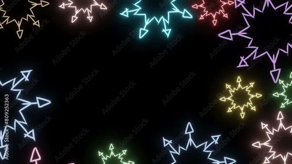 Glowing floral ornaments rotate to form a frame Glowing floral ornaments rotate to form a frame