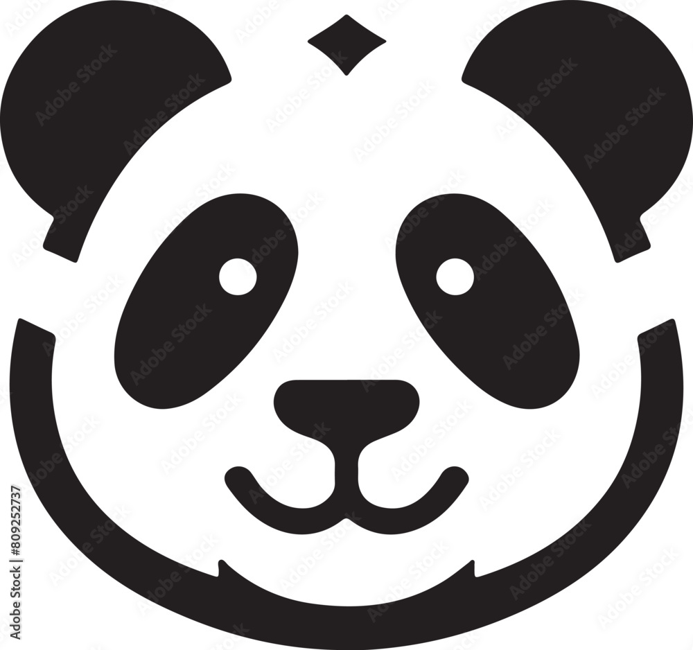 a black and white panda head with a black and white face. a black and white panda head with a black and white face.