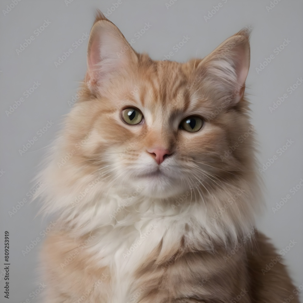Majestic fluffy Cream-Colored Long-Haired Cat Posing Against a Neutral Background Majestic fluffy Cream-Colored Long-Haired Cat Posing Against a Neutral Background
