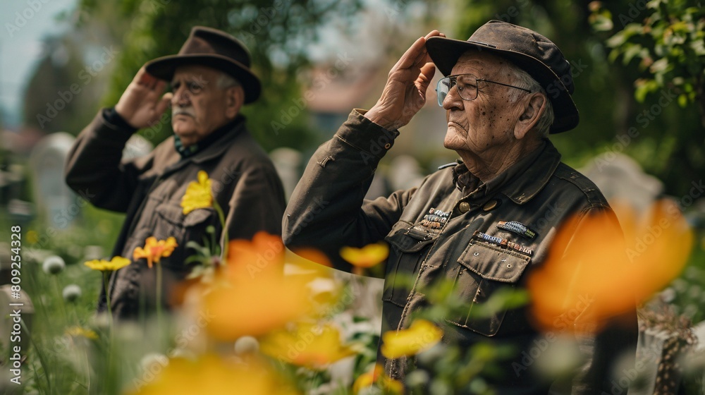 soldier on military cemetery