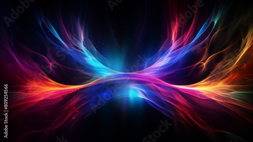 Vibrant Abstract Light Waves Intersection In A Colorful Space Artwork. Generative AI