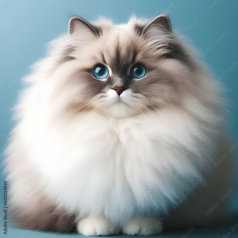Majestic fluffy Cream-Colored Long-Haired Cat Posing Against a Neutral Background, ragdoll Majestic fluffy Cream-Colored Long-Haired Cat Posing Against a Neutral Background, ragdoll