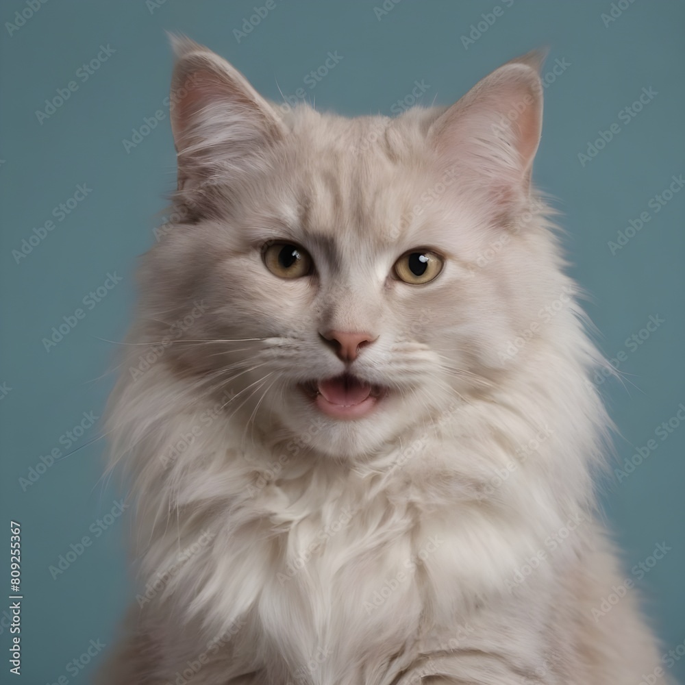 Majestic fluffy Cream-Colored Long-Haired Cat Posing Against a Neutral Background Majestic fluffy Cream-Colored Long-Haired Cat Posing Against a Neutral Background
