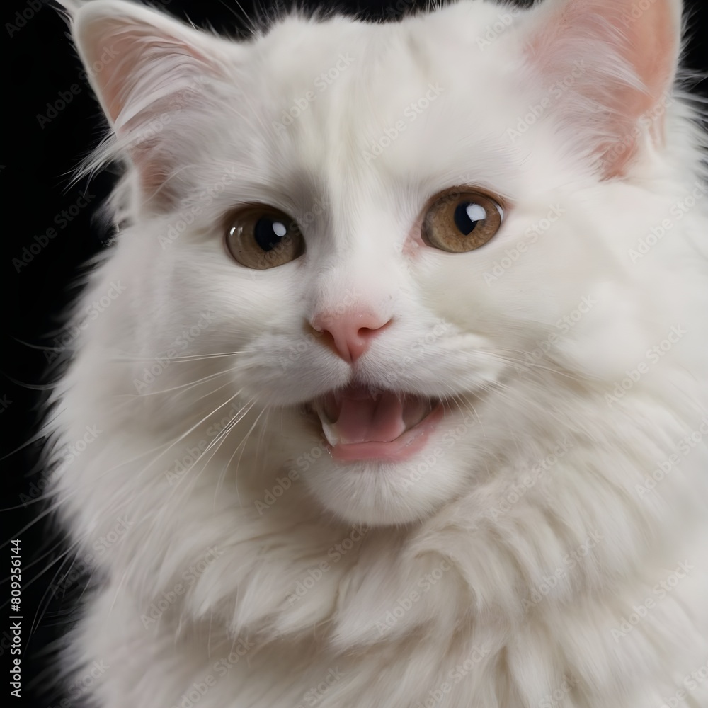 Majestic fluffy Cream-Colored Long-Haired Cat Posing Against a Neutral Background