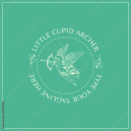 Vector Little Cupid Archer Illustration Luxury