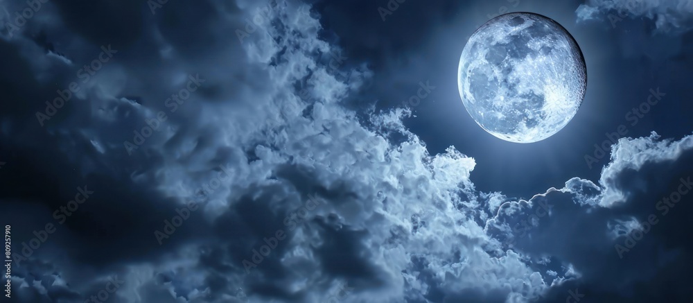 moon planet with clouds at night