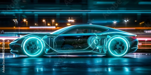 Neon-Lit Futuristic Sports Car with Autonomous Features. Concept Automotive Design, Future Technology, Car Photography © Ян Заболотний