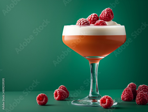 clover club cocktail with raspberries photo