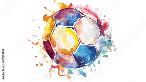 Wallpaper Mural Colorful Watercolor Football Ball isolated on a transparent background Torontodigital.ca