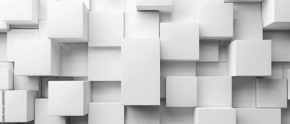 random shifted white cube boxes block background wallpaper banner with copy space random shifted white cube boxes block background wallpaper banner with copy space
