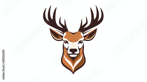 Roe Head Logo. Deer Vector decorative Emblem. 2d fl