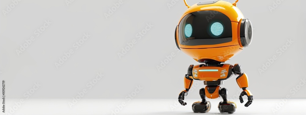 3D cartoon robot on a white background 3D cartoon robot on a white background