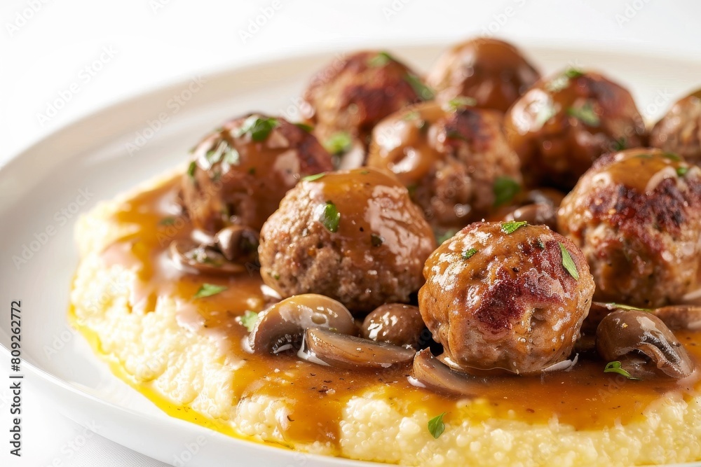 All-Purpose Meatballs: Garnished with Fresh Herbs and Creamy Polenta All-Purpose Meatballs: Garnished with Fresh Herbs and Creamy Polenta