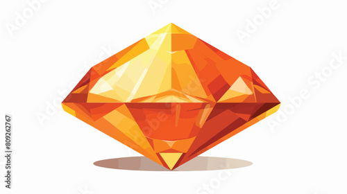 Rhombus orange diamond or topaz crystal icon cartoo