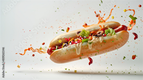Hot dog with ketchup and mustard