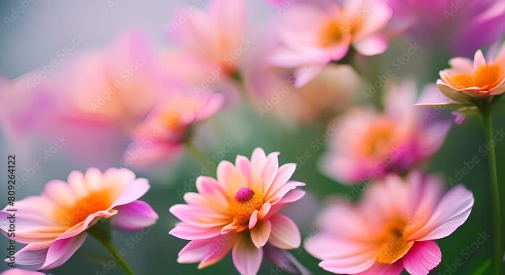 close up of beautiful pink flowers in a field