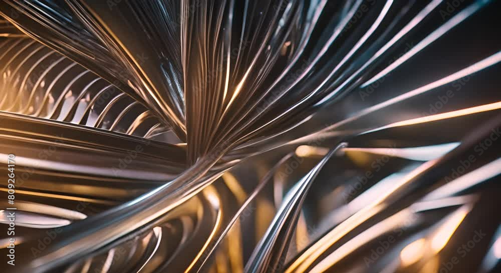 Dynamic Chrome  satinated Waves: Beautiful Abstract Wavy Chrome Background