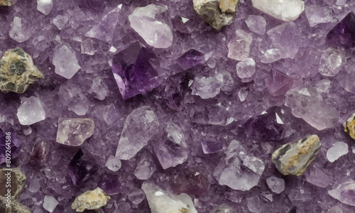 The texture of the amethyst in the image is rough yet sparkling  with jagged edges and multifaceted surfaces that catch the light.