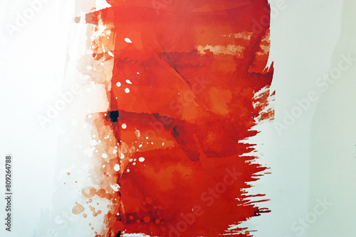 Background painted with red watercolor paint on paper, abstraction.