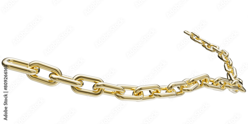Golden chain isolated on a transparent background. 3D render of yellow metal chain. Golden chain isolated on a transparent background. 3D render of yellow metal chain.
