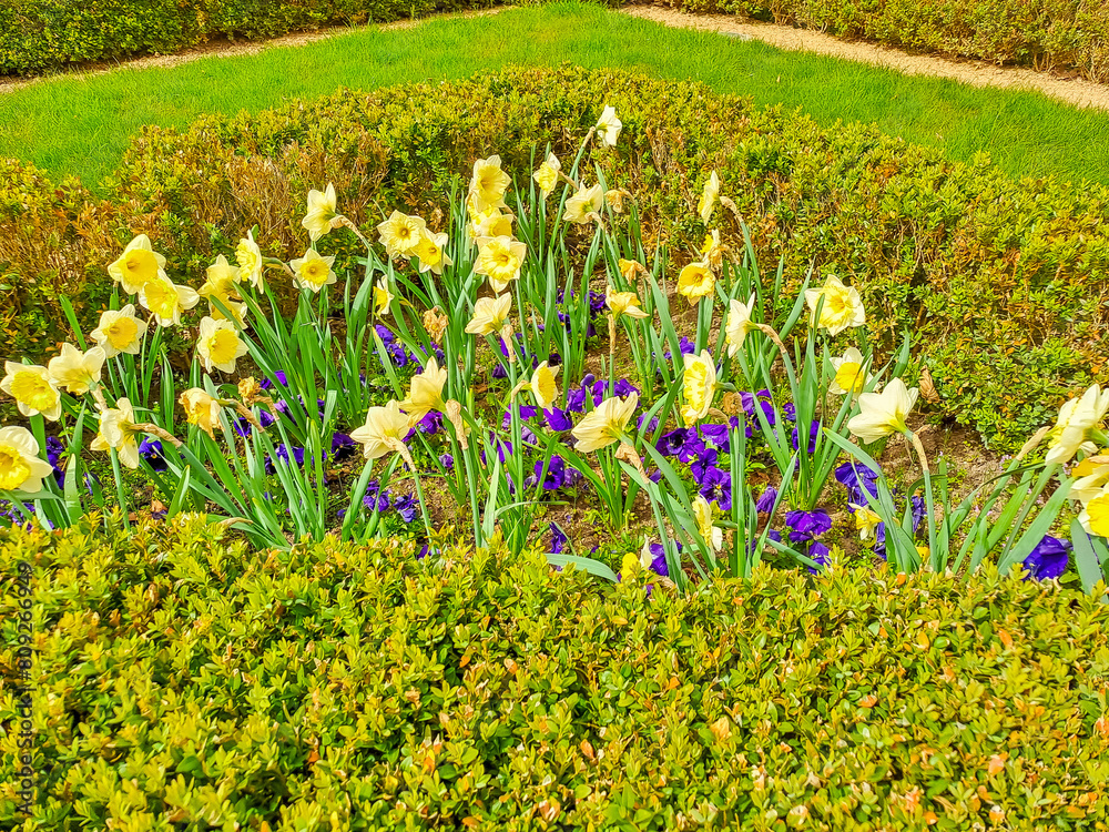 Fototapeta premium Prague- Czech- 8 April 2024: Wallenstein gardens with baroque palace in Prague