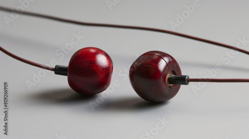 Close-up of traditional kendama on minimalist background
