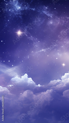 Indigo dark mystical moonlight sky with clouds and stars phone background wallpaper, ai generated 