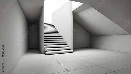 Interior concept  virtual black and white color staircase photo 