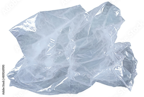 Crumpled transparent plastic foil isolated on transparent background