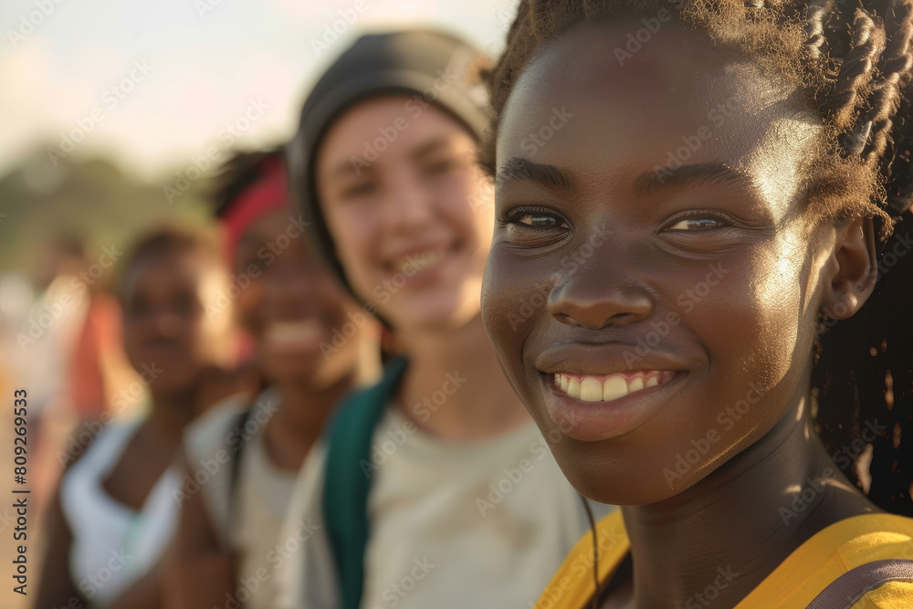 A group of young people are smiling and posing for a picture A group of young people are smiling and posing for a picture
