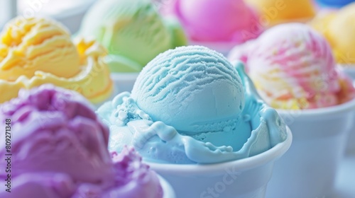 Lots of delicious colorful ice cream.
