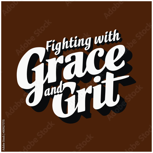 fighting wit grace and grit breast cancer awareness month in October. Realistic pink ribbon symbol. Vector illustration