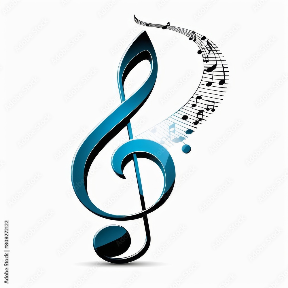 Fototapeta premium Elegantly Stylized Treble Cleftreble clef, music, musical symbol, swirls, elegant, stylized, flowing, ornate, violin clef, g clef, graphic, key, musical, note, art, element, design, icon, sign, symbol