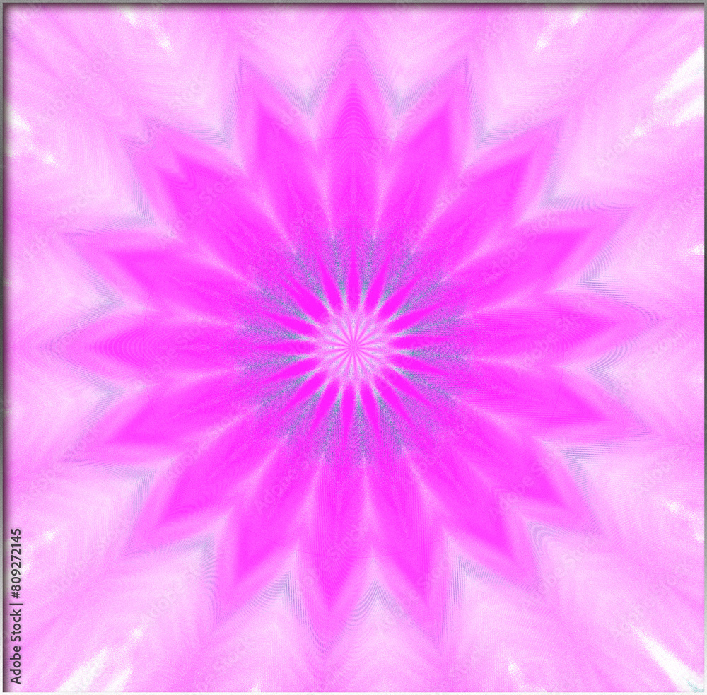 Abstract, vibrant pink and purple mandala-like pattern, surrounded by soft glows and intricate details, within a border Abstract, vibrant pink and purple mandala-like pattern, surrounded by soft glows and intricate details, within a border