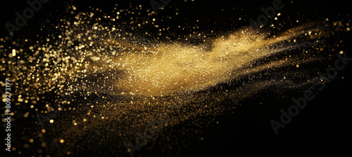 Luxurious Gold Glitter Explosion on Black Background © M.Gierczyk