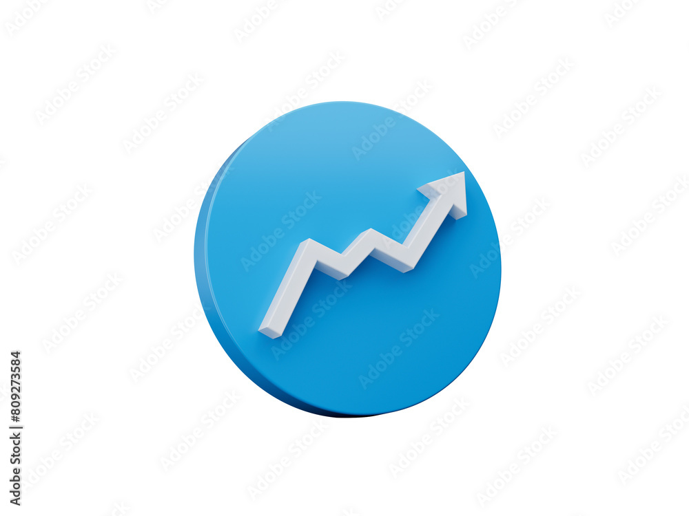 Blue growth arrow 3d icon 3d illustration Blue growth arrow 3d icon 3d illustration