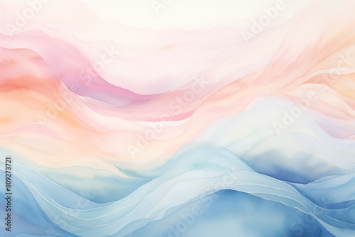 Abstract Colorful Pastel Water Wave Watercolor Painting photo