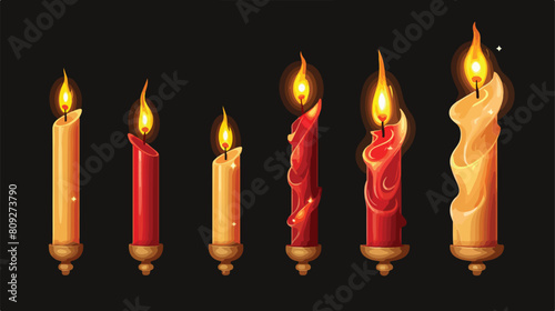 Set of different realistic 3d christmas candles iso © visual
