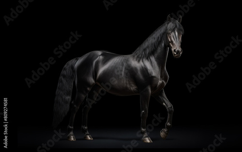 Beautiful black frisian stallion photo
