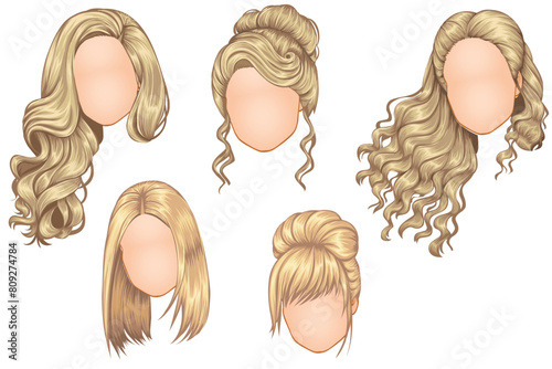 Beautiful hairstyle brown hair woman modern fashion for assortment.
