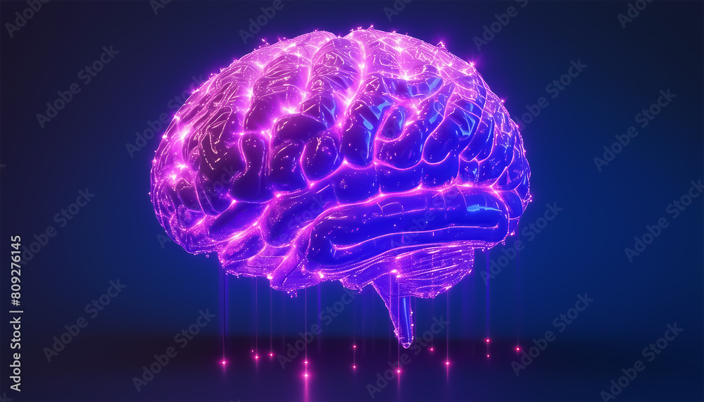 Luminous brain. Artificial intelligence concept. Neural connections Luminous brain. Artificial intelligence concept. Neural connections