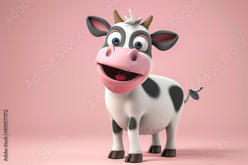 a beautiful cute cow cartoon for bakraeid card and eid poster for Muslim festival generated by AI