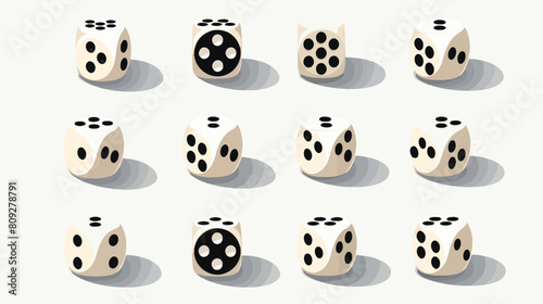 Set of realistic dices with numbers of black dots v